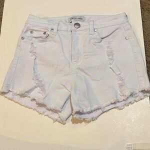 Eighty Eight White Distressed Jean Shorts